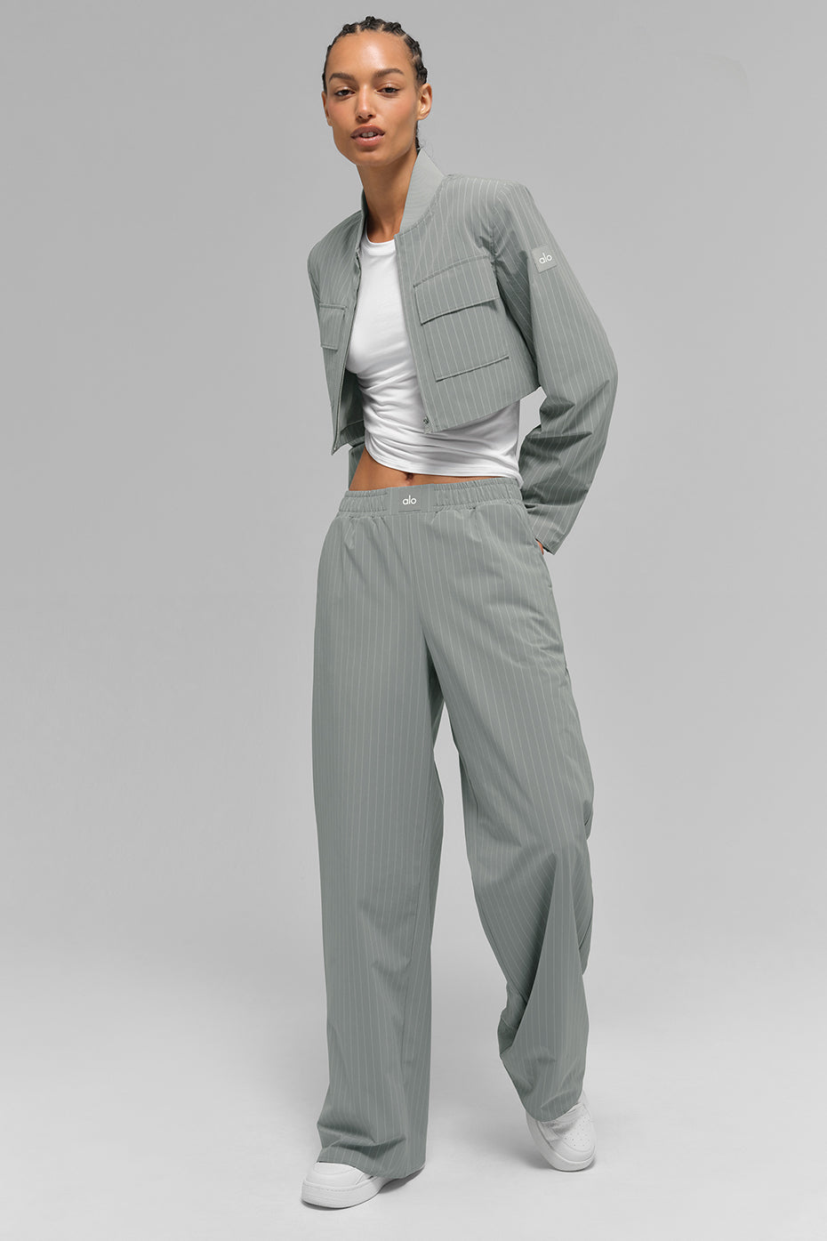 Pinstriped short jacket with full zip "OUT OF STOCK"